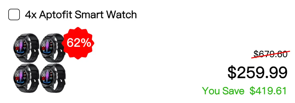 Four Aptofit SmartWatch 62% discount package
